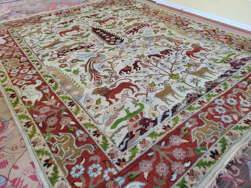 8 x10 VINTAGE ANTIQUE DESIGN INDO CAUCASIAN SERAPI HERIZ TREE of LIFE Animal gallery