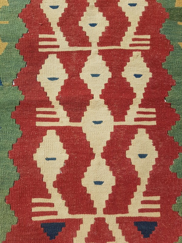 Vintage Handmade Turkish Tribal Wool Kilim Rug Carpet 116x90 cm gallery