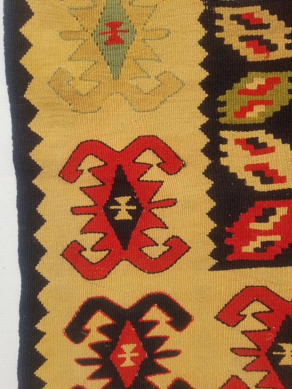 Vintage Traditional Handmade Turkish Wool Red Kilim 9.8x6.5ft gallery