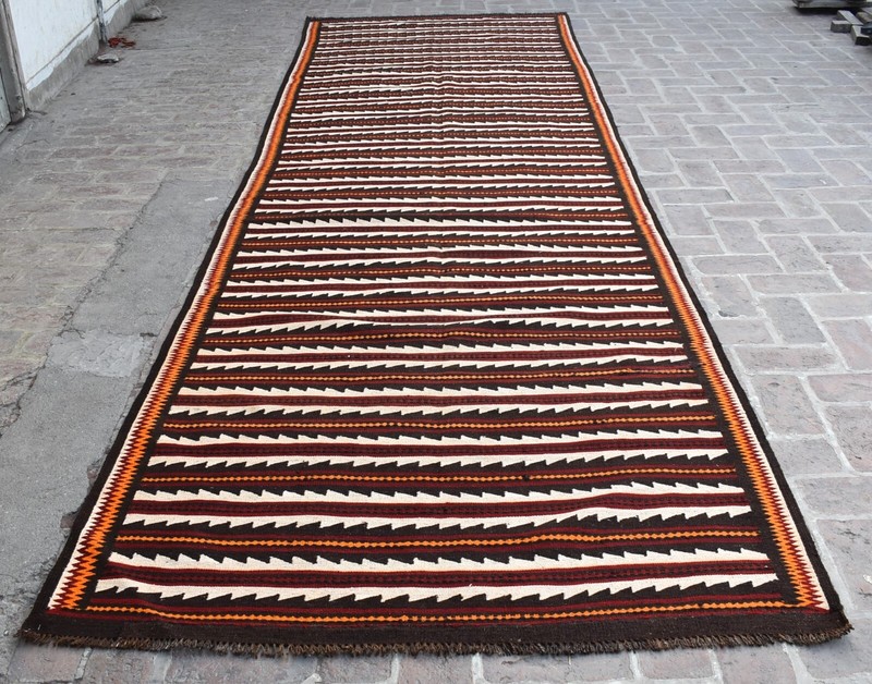 Handwoven Afghan Qalaino Kilim Rug 5x16 White Hallway Corridor Long Wide Runner gallery