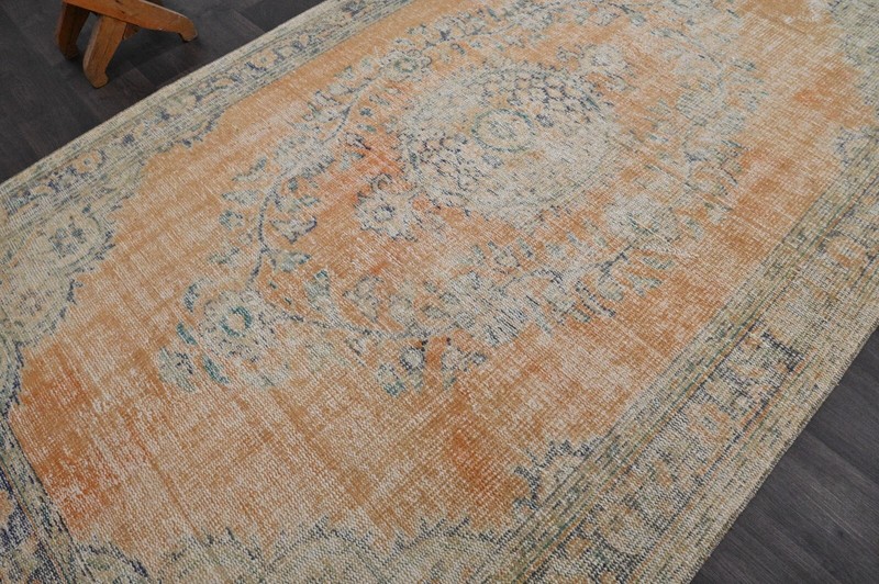 Oushak Turkish Vintage Rug 5x8 Kilim Rug Anatolian Handmade Boho Decor ORANGE gallery