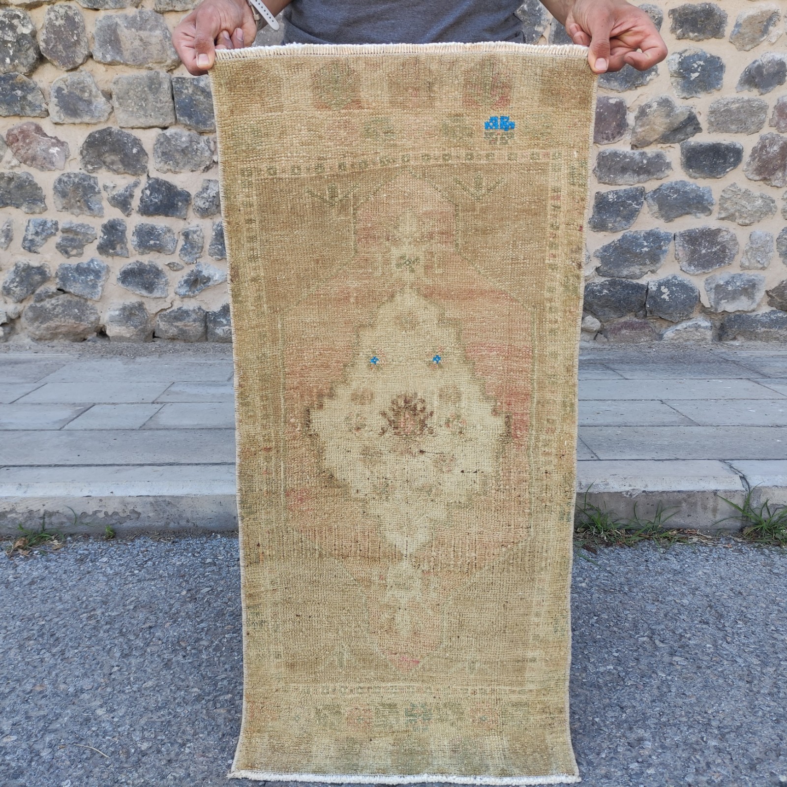 2x3 Turkish Vintage Small Rug 46 x 98 cm pop up colors Bath Mat 1.51 x 3.22 ft gallery