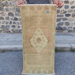 2×3 Turkish Vintage Small Rug 46 x 98 cm pop up colors Bath Mat 1.51 x 3.22 ft