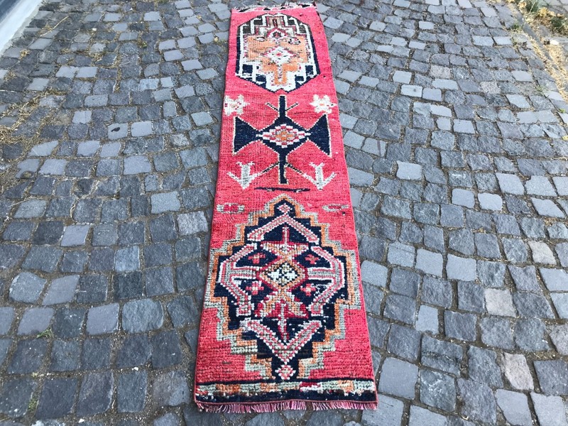Bohemian Runner Rug, Turkish Vintage Rug, Handmade Wool Rug, Home Rug,1,8x7,9 ft gallery