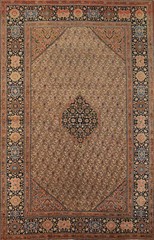Pre-1900 Vegetable Dye Saroouk Farahan Ivory/ navy Blue Handmade Antique Rug 5×8