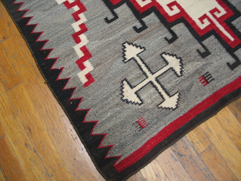 4'x6' Antique Gray Background Tribal Geometric Flatwoven Native American Navajo gallery
