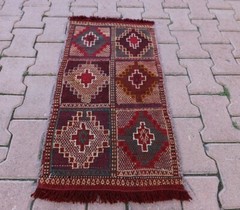 Antique Ethnic Carpet Cappadocia Vintage Handmade Tribal Kilim Doormat Rug 2x3ft