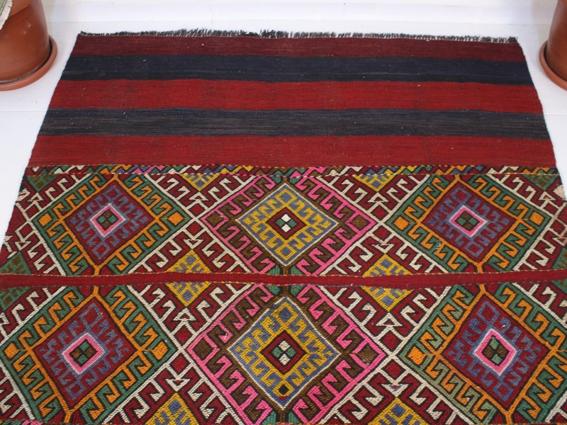 5x6 ft Vintage Hand Knotted Area Rug Red Kilim Tribal Wool Rug. 4.8x62 ft gallery