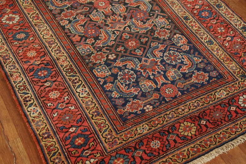 Pre-1900 Navy Blue Wool Hand-knotted Malayer 17 ft Runner Antique Rug 4x17 gallery