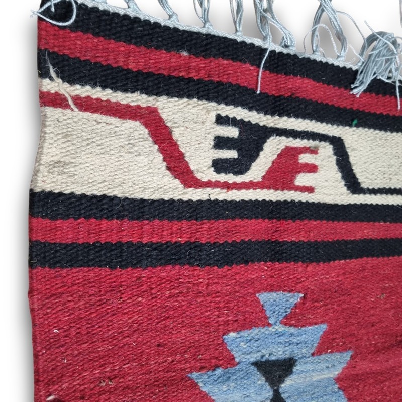 Original Vintage Jordanian Red Handmade Wool Runner Rug Oriental Tribal Carpet gallery