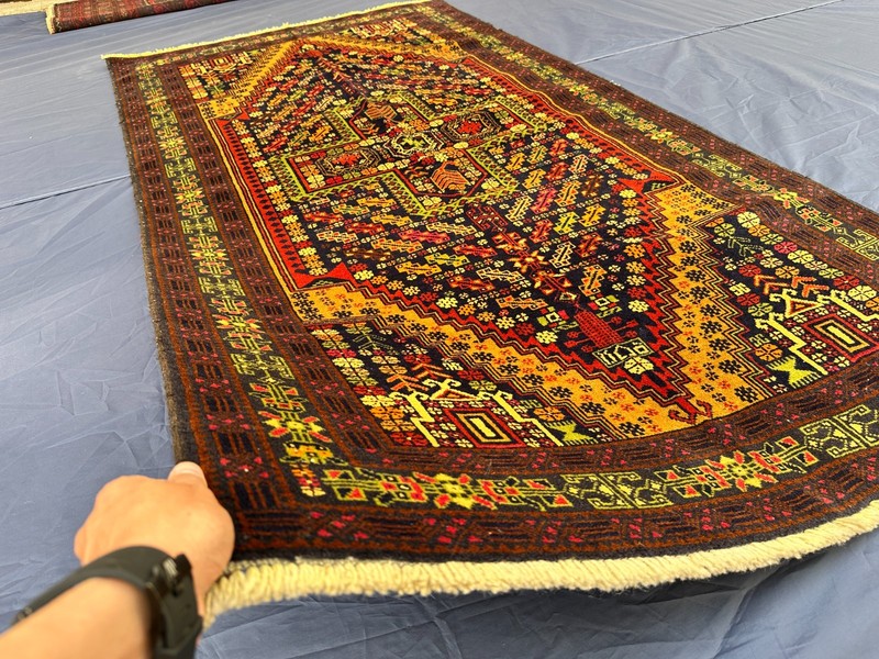 100 x 210cm COLLECTORS' ITEM Vintage Adreskan Natural Vegetable Dye Nomad Carpet gallery