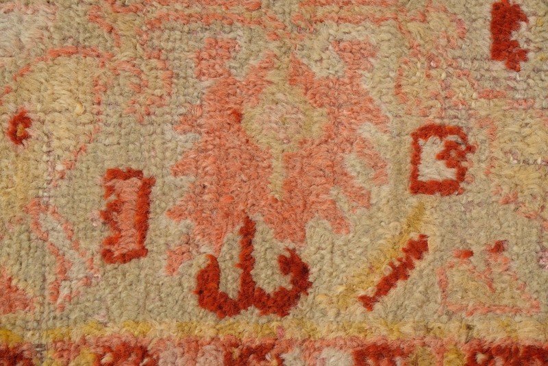 Pre-1900 Oushak Handmade Rug 4x7 Antique Geometric Vegetable Dye Ivory Carpet gallery