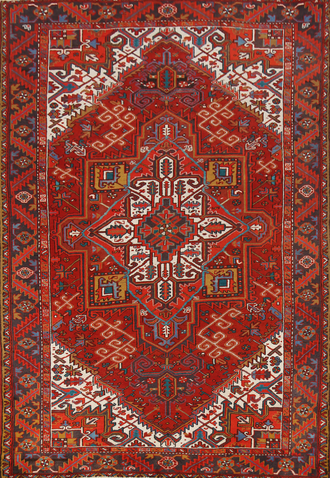 Traditional Geometric Red Wool Heriiz Tribal Handmade Vintage Room Size Rug 8x10 gallery