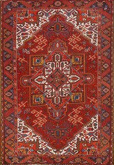 Traditional Geometric Red Wool Heriiz Tribal Handmade Vintage Room Size Rug 8×10