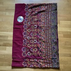 Rajasthan Embroidery Carpet Mirror Dance Oriental Antique Handmade Cotton Fabric
