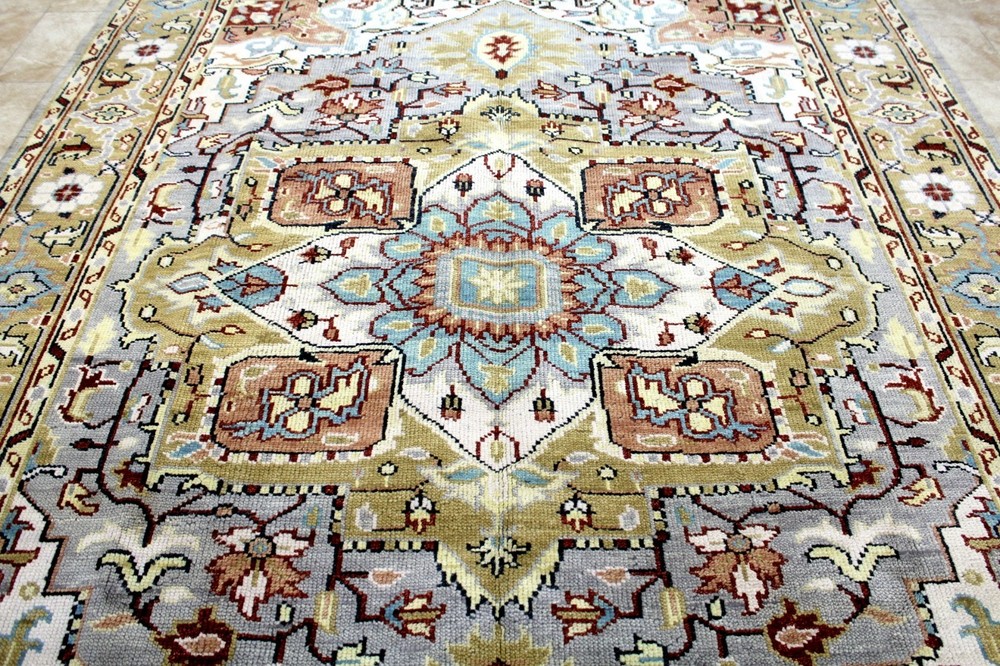 9X12 MASTERPIECE MINT HAND KNOTTED VEGETABLE DYE HERIZZ SERAPI WOOL TURKISH RUG