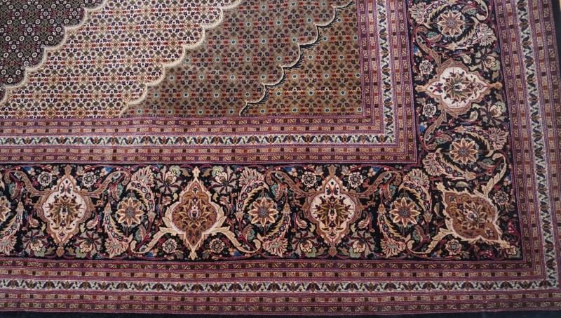 11'5" x 16' Silk & Wool Tabrizz Herati Hand Knotted Navy Blue Superb Quality Rug gallery
