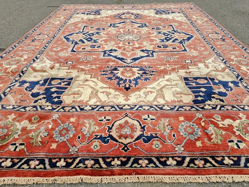 9 x 12 VINTAGE DESIGN FINE JULES INDO HERIZ SERAPI ANTIQUE CAUCASIAN USHAK gallery