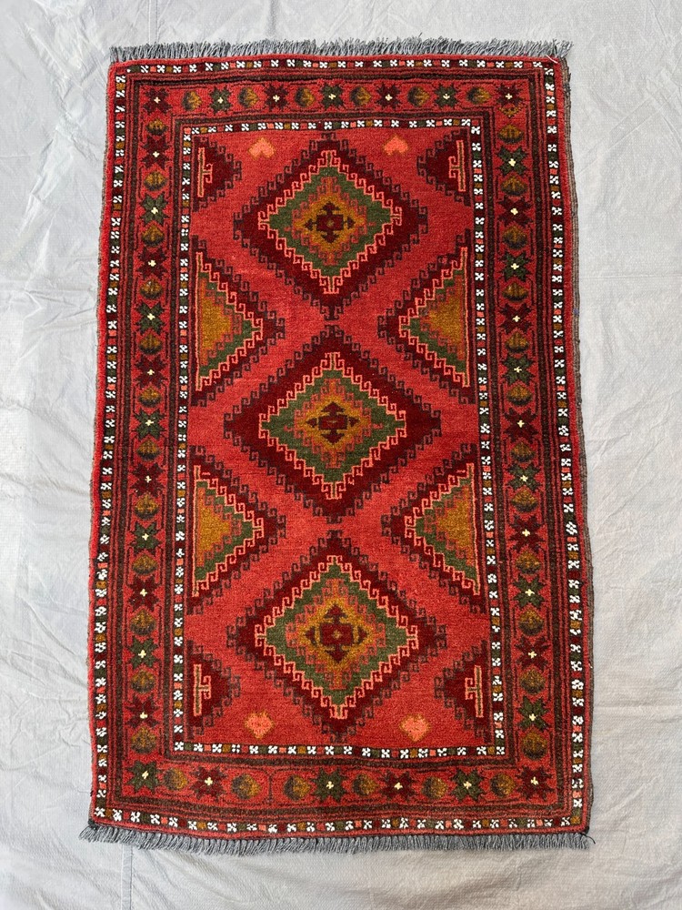 Stunning Vintage Natural Vegetable Dye Geometric Tribal Afghan Turkoman Carpet