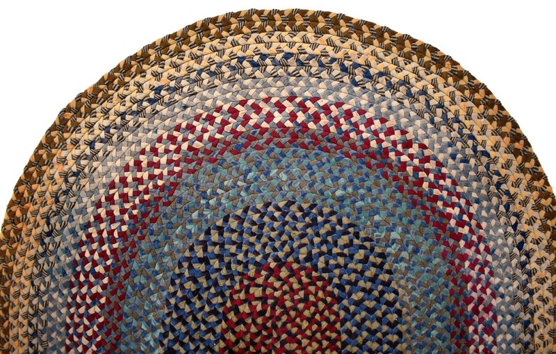 Vintage Hand Made Braided Wool Rug - Maine - Country, Folk Craft, Oval - 40x52 gallery