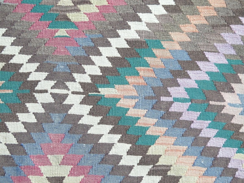 Turkish Kilim Wool Rugs, Area Rug, Handmade Floor Carpet, Large Teppich 78"X115" gallery