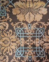 Unique Floral and Geometric Modern Brown, Golden and Turquoise Wool and Silk Rug