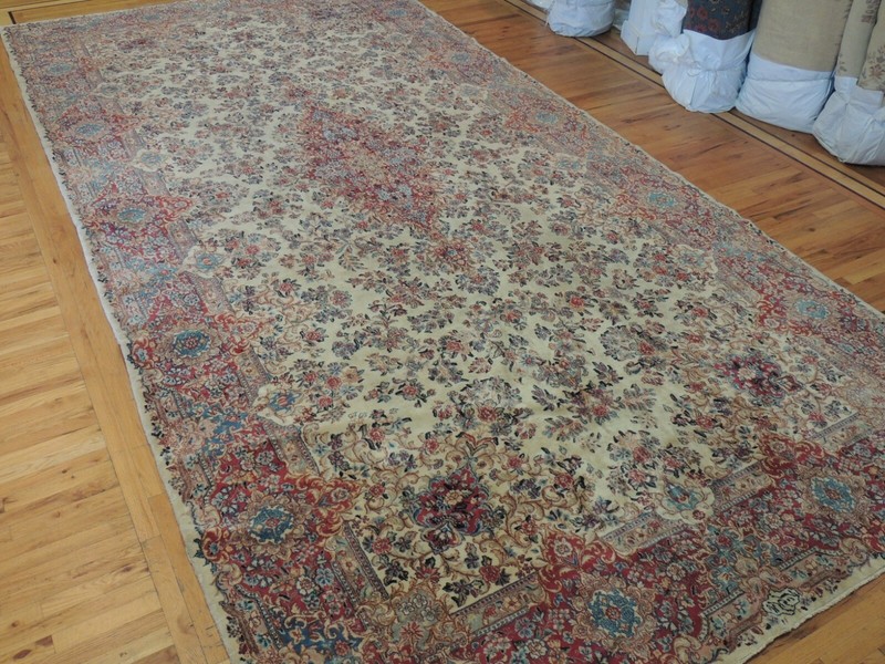 8x18 Antique Oversize/Palace size SIGNED! Kermaan Oriental Area Rug Blue Red gallery