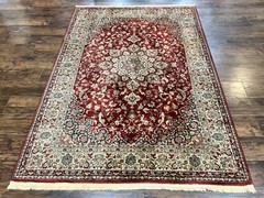 Couristan Rug 5.6 x 7 Floral Medallion Dark Red Cream Belgium Power Loomed Rug