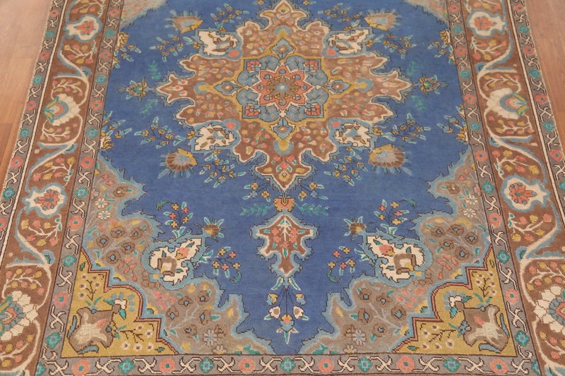 Overdyed Traditional Blue Area Rug 6x9 ft Hand-knotted Wool for Living Room gallery
