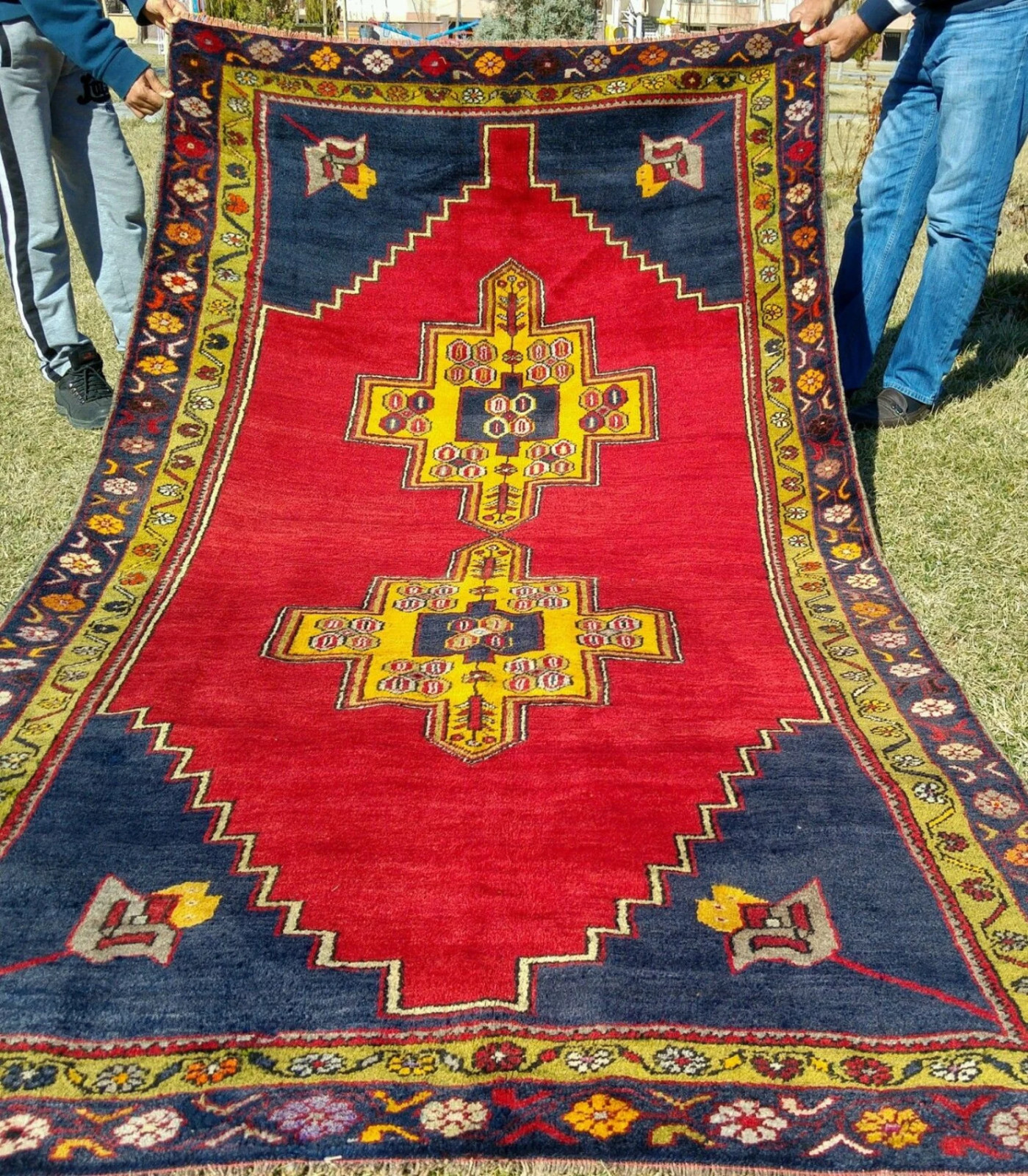 Authentic 1900-1930s Antique Lambs Wool Pile Tribal Rug 4'6''x9'7'' gallery