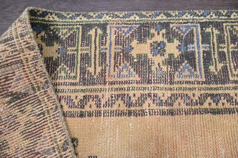 Vintage Turkish Runner Rug 2x10ft Wool Anatolian Handmade Hallway Oushak BEIGE gallery