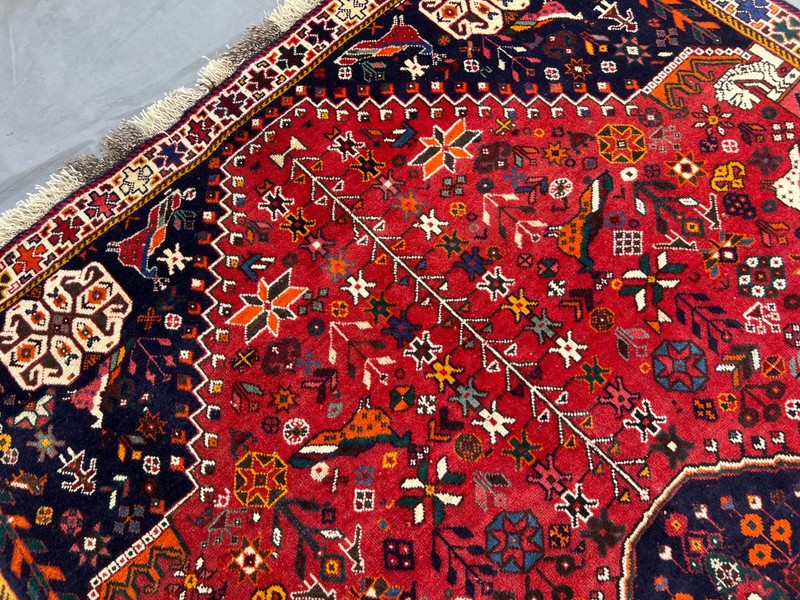 RED BLUE VINTAGE RUG 4x7 ANTIQUE HAND-KNOTTED traditional handmade oriental 5x7 gallery