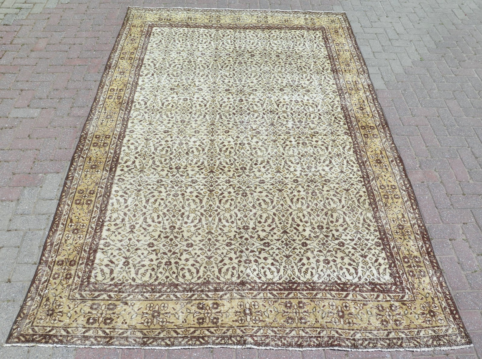 Vintage Anatolia Carpet, Distressed Rug Floor Carpet Handmade Large Rug 81"x120" gallery