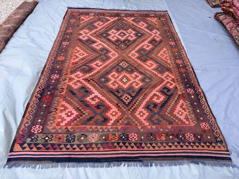 Terracotta Pink Faded Kilim Rug 6'5x9'7 Vintage Turkish Tribal Boho Flatweave gallery