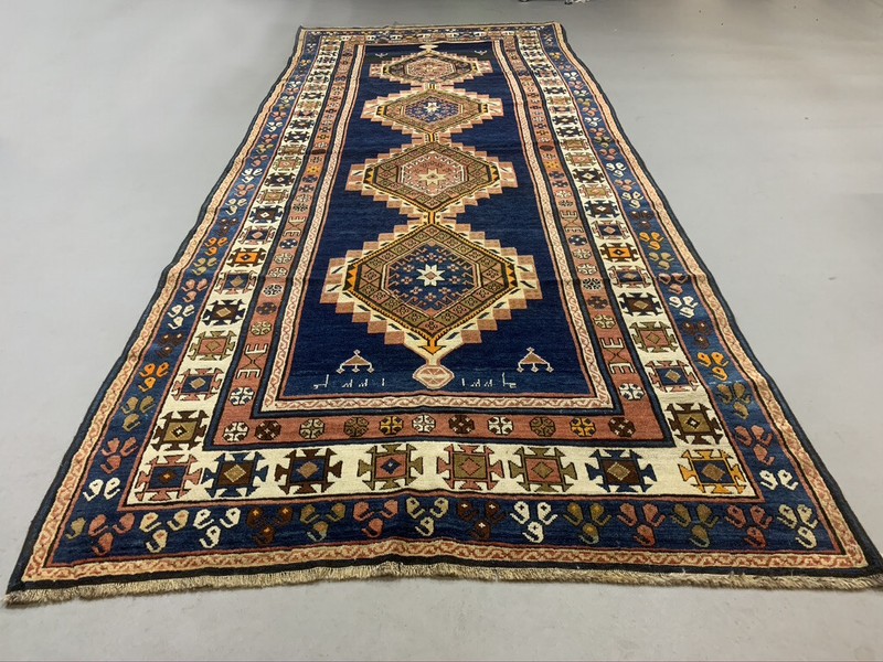 Antique Caucasian Rug 310x130 cm, Dated 1334 Kazak carpet. gallery
