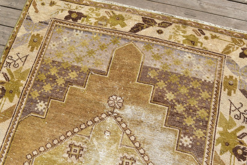 Turkish Rug 3x6 Handwoven Oushak Rug 105x210cm Natural Wool Carpet Muted Rug gallery