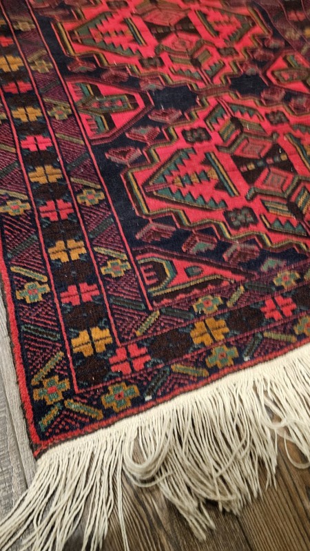 Vintage Afghanistan Rug Red And Blue. 3'x4' Great Used Condition gallery