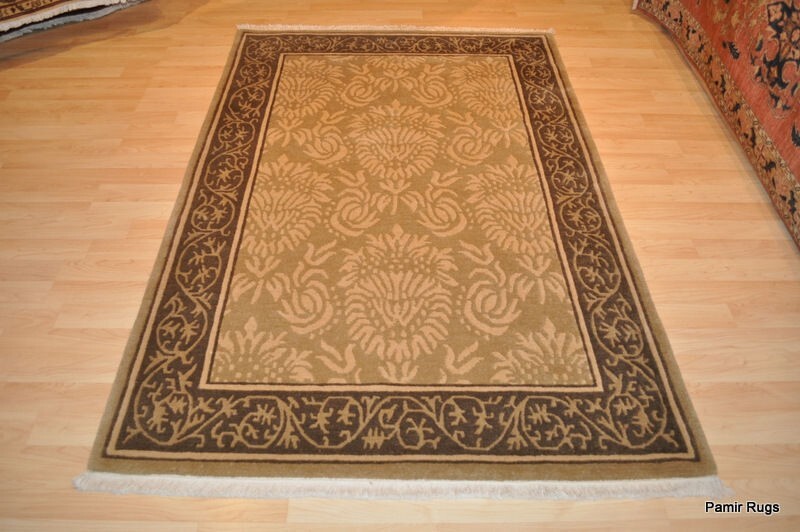 ON SALE hand-knotted wool rug GRAY OLIVE GREEN BEIGE Brown *Tibetan Rug* #1149 gallery