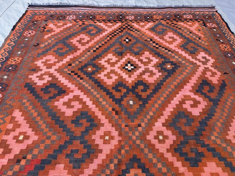 Terracotta Pink Faded Kilim Rug 6'5x9'7 Vintage Turkish Tribal Boho Flatweave gallery
