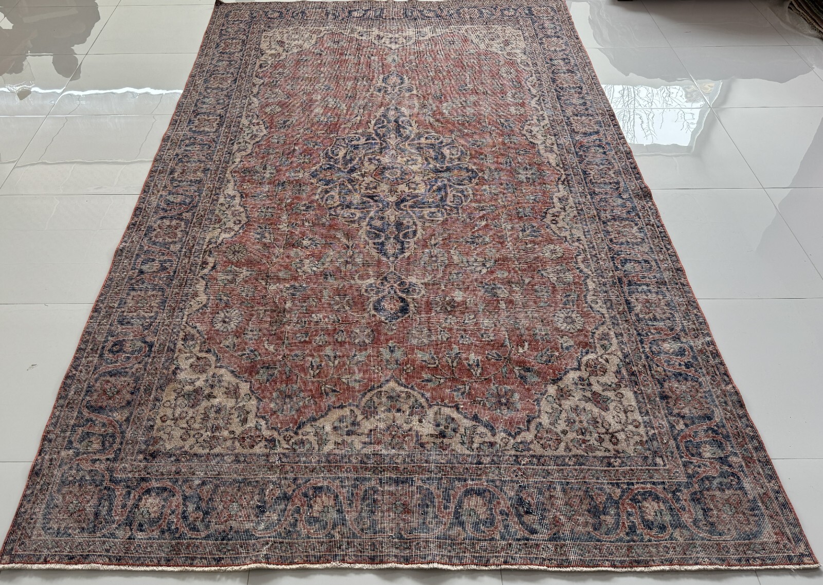 Vintage Hand Knotted Wool Turkish Carpet, 6x11 Oriental Area Rug gallery