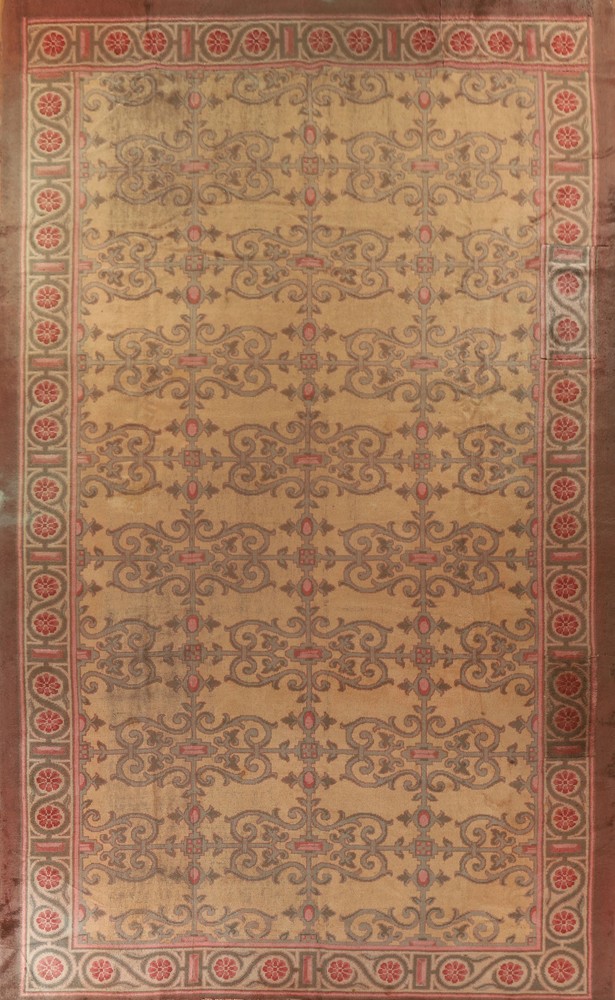 Antique Savonnerie Oriental Palace Size Rug 11x19 French Hand-knotted Carpet