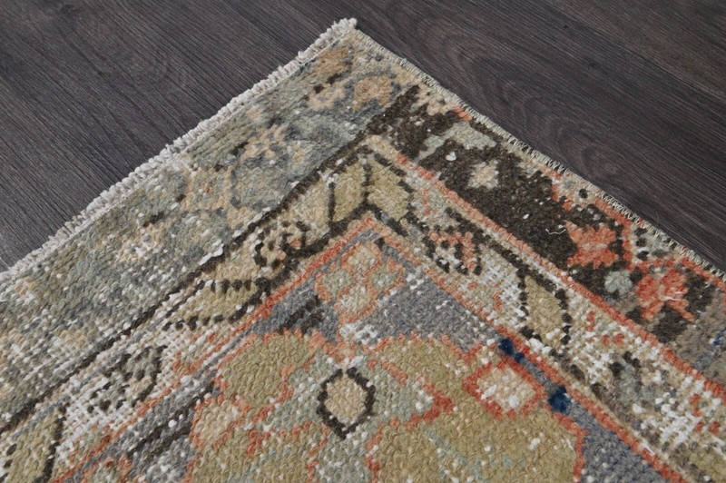 Vintage Turkish Runner Rug 2x5ft ORANGE Handmade Anatolian Oushak Hallway Wool gallery