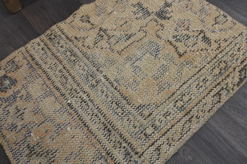 Oushak Turkish Doormat Rug 2x2 BEIGE Anatolian Handmade Vintage Small Kilim Rug gallery