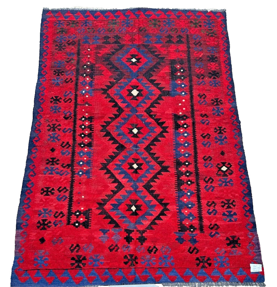 Fine Quality Handmade Afghan Tribal Accent Rug, Allover Pattern, Natural Dyes.