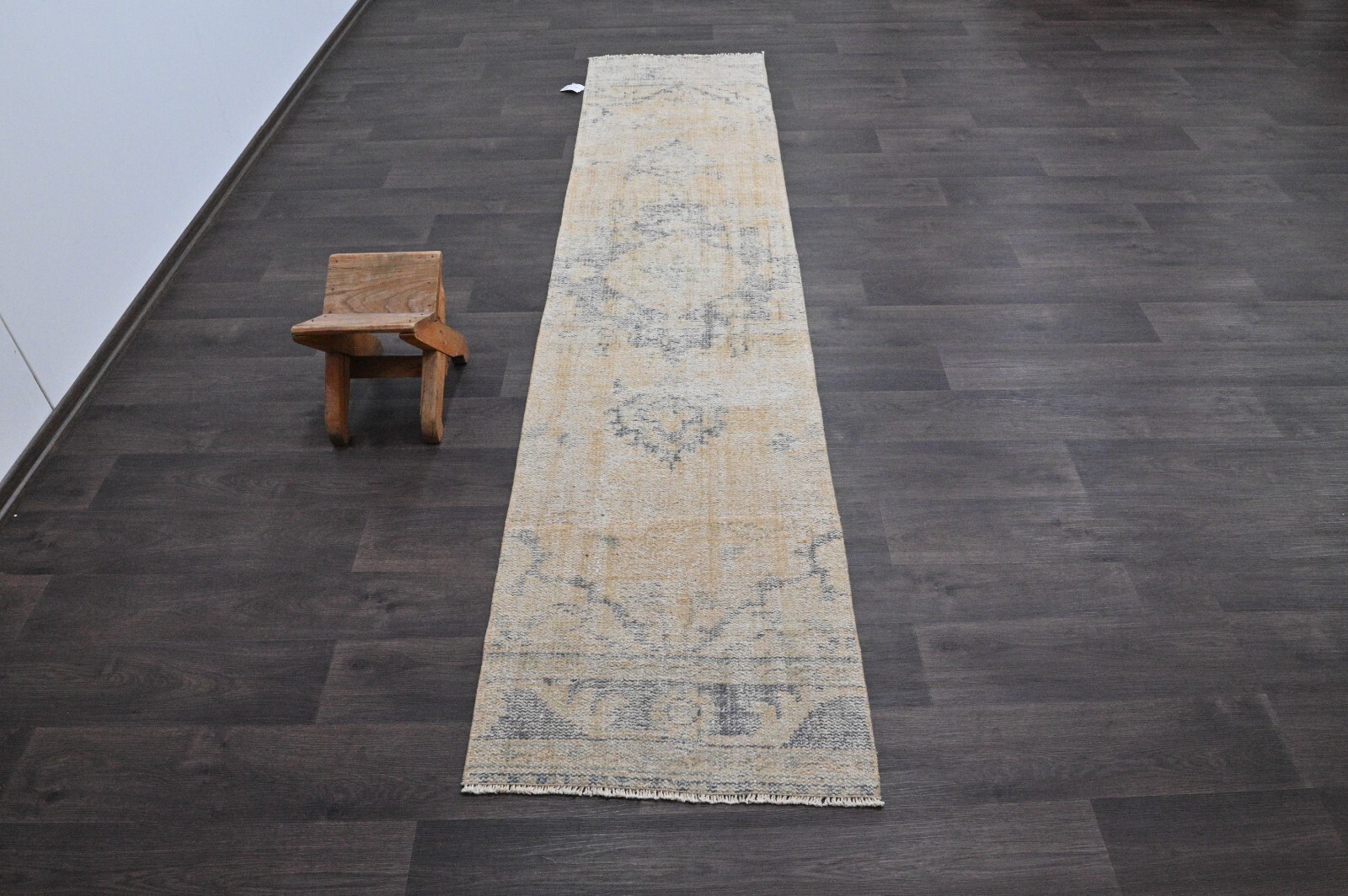 Vintage Turkish Runner Rug 2x10ft Wool Anatolian Handmade Hallway Oushak BEIGE gallery