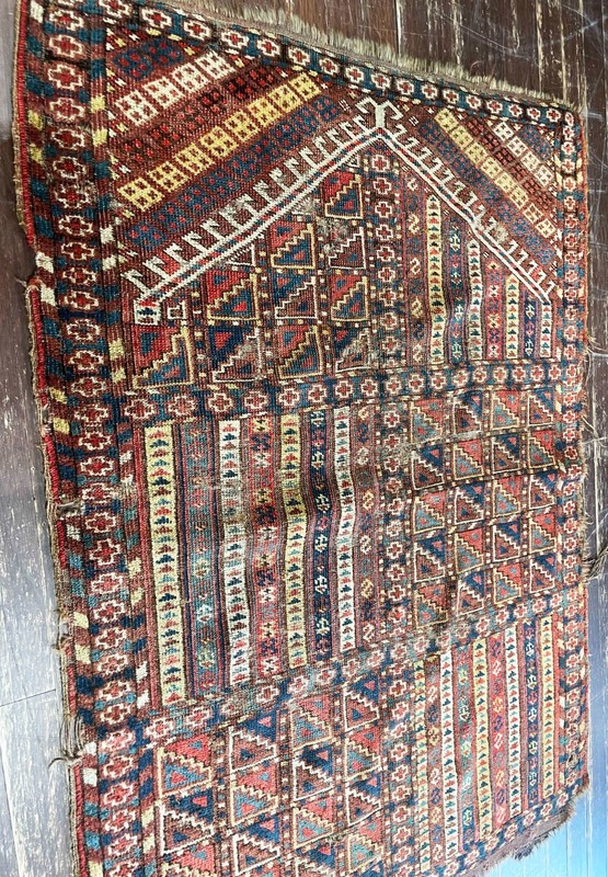 Rare Antique Yomud Turkoman Prayer Rug Western Turkestan AS IS, 3' x 4' 111098 gallery