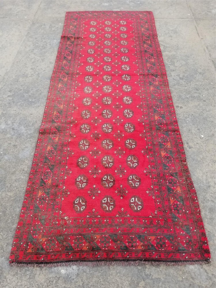 Vintage Handmade Pakistani Bokhara Wool Multicolor Runner Rug 318 x 117 cm