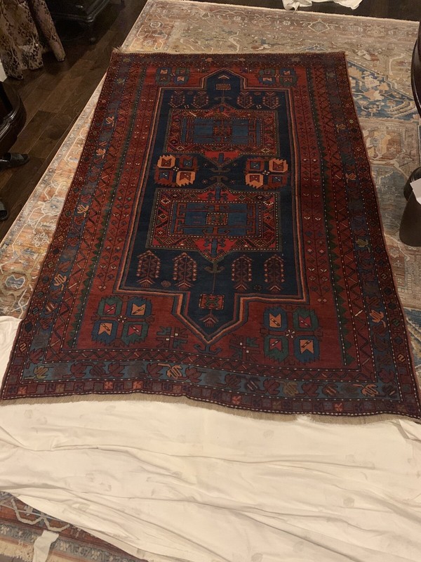 120+ Year Old Turkish Rug 1900s Antique. Handmade, Blue, Wool, 5.4 x 8.1 ft. gallery