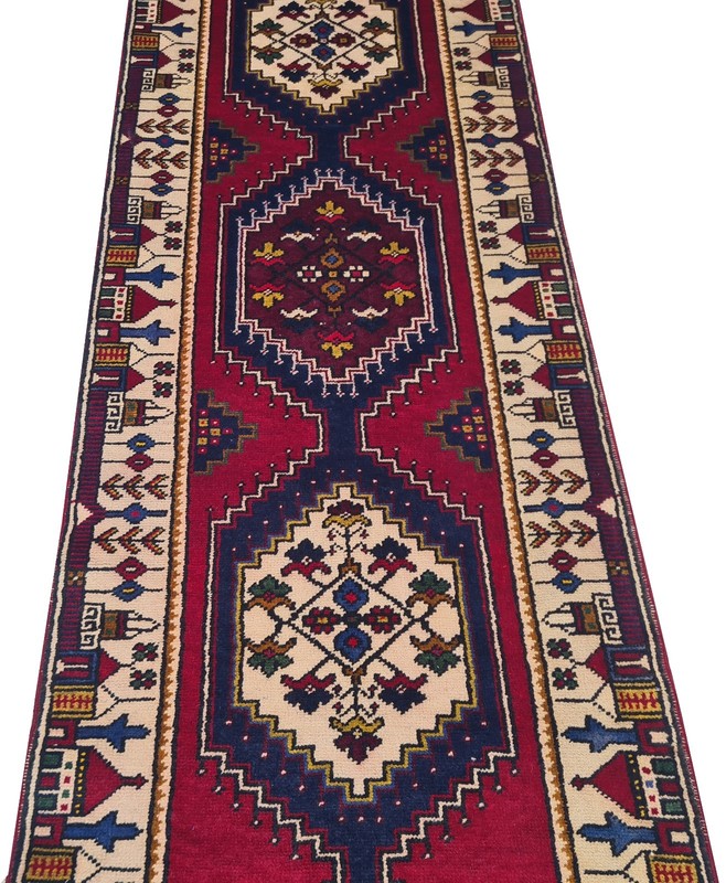Amazing Hand Knotted Vintage Turkish Wool Area Runner Rug 11 x 3 Ft gallery