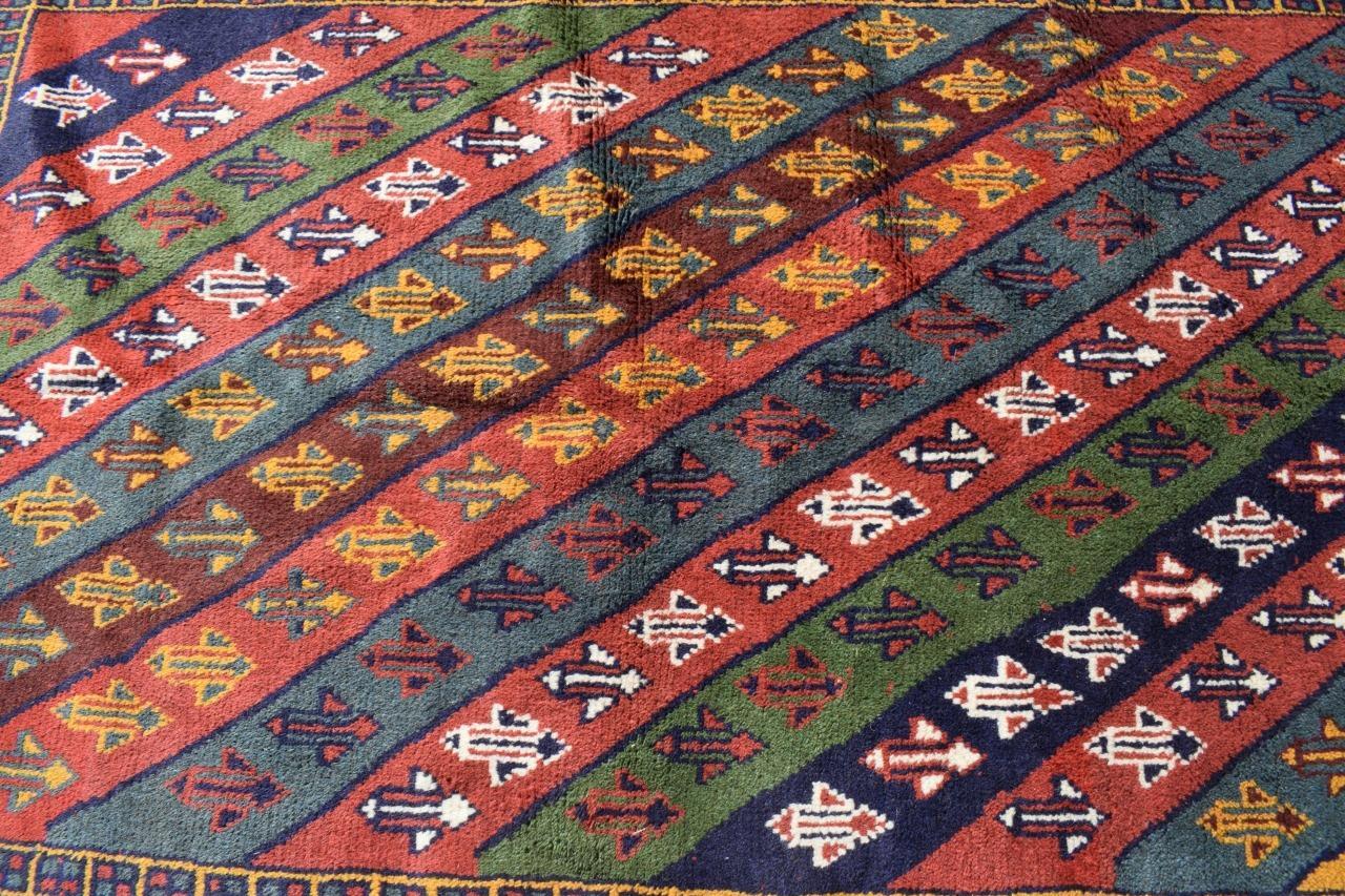 Vintage Tribal Handmade Wool Area Rug Geometric 4 x 6 Oriental Carpet 3'8 x 5'9 gallery